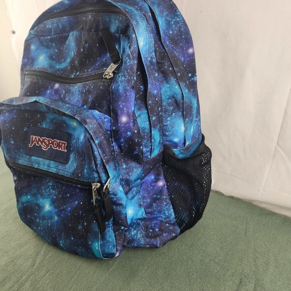 JanSport XL Big Student Laptop Backpack Cosmic Galaxy Blue Cyberspace Dimensions